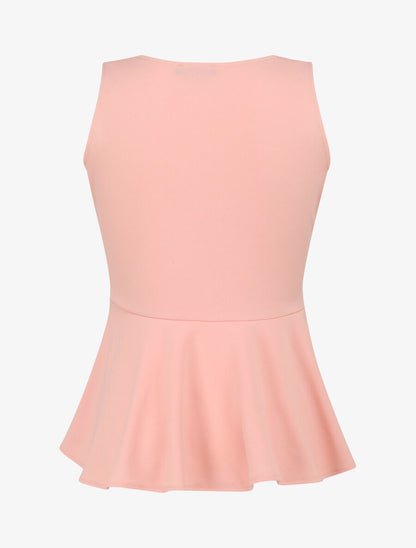 Top péplum à ceinture décorative - Rose pâle - 2