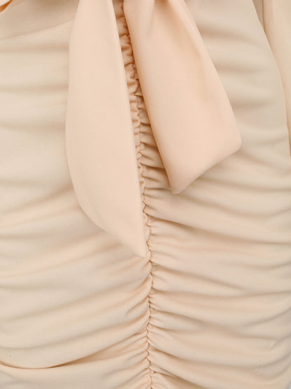 Robe moulante à détail froncés - Beige - 3