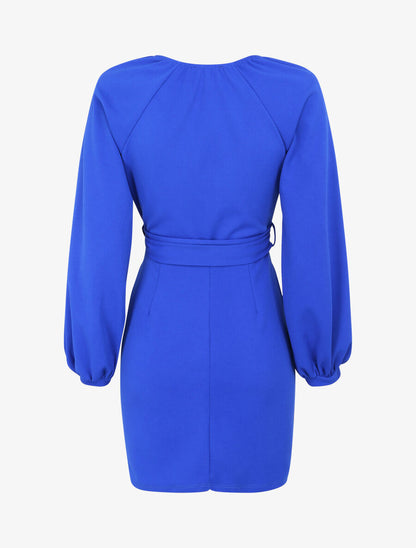 Robe moulante à détail froncés - Bleu électrique - 2