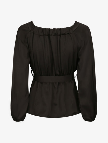 Blouse péplum satinée - Noir - 2