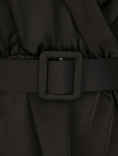 Blouse péplum satinée - Noir - 3