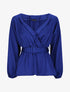 Blouse péplum satinée - Bleu roi - 1