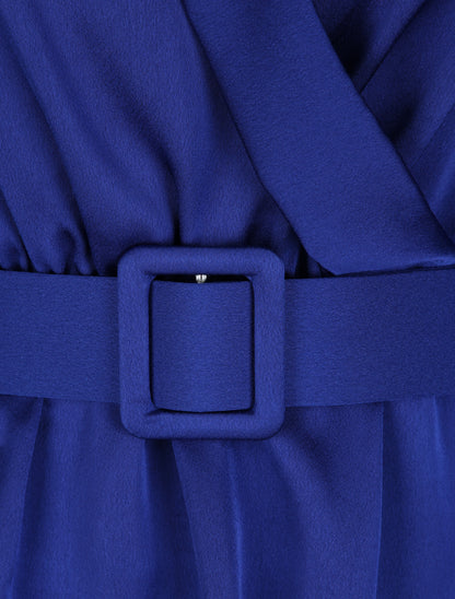 Blouse péplum satinée - Bleu roi - 3