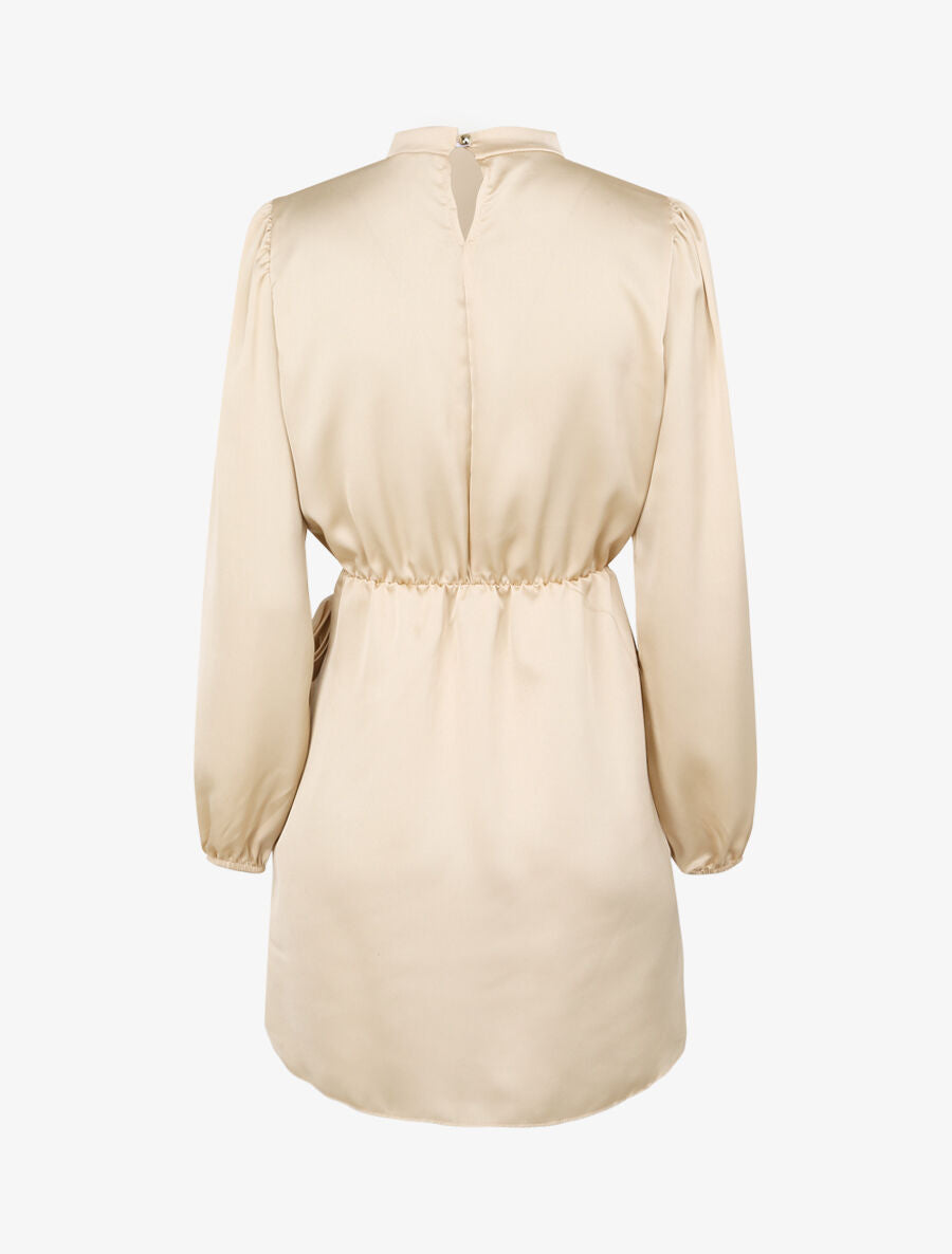 Robe satinée style portefeuille - Beige - 2