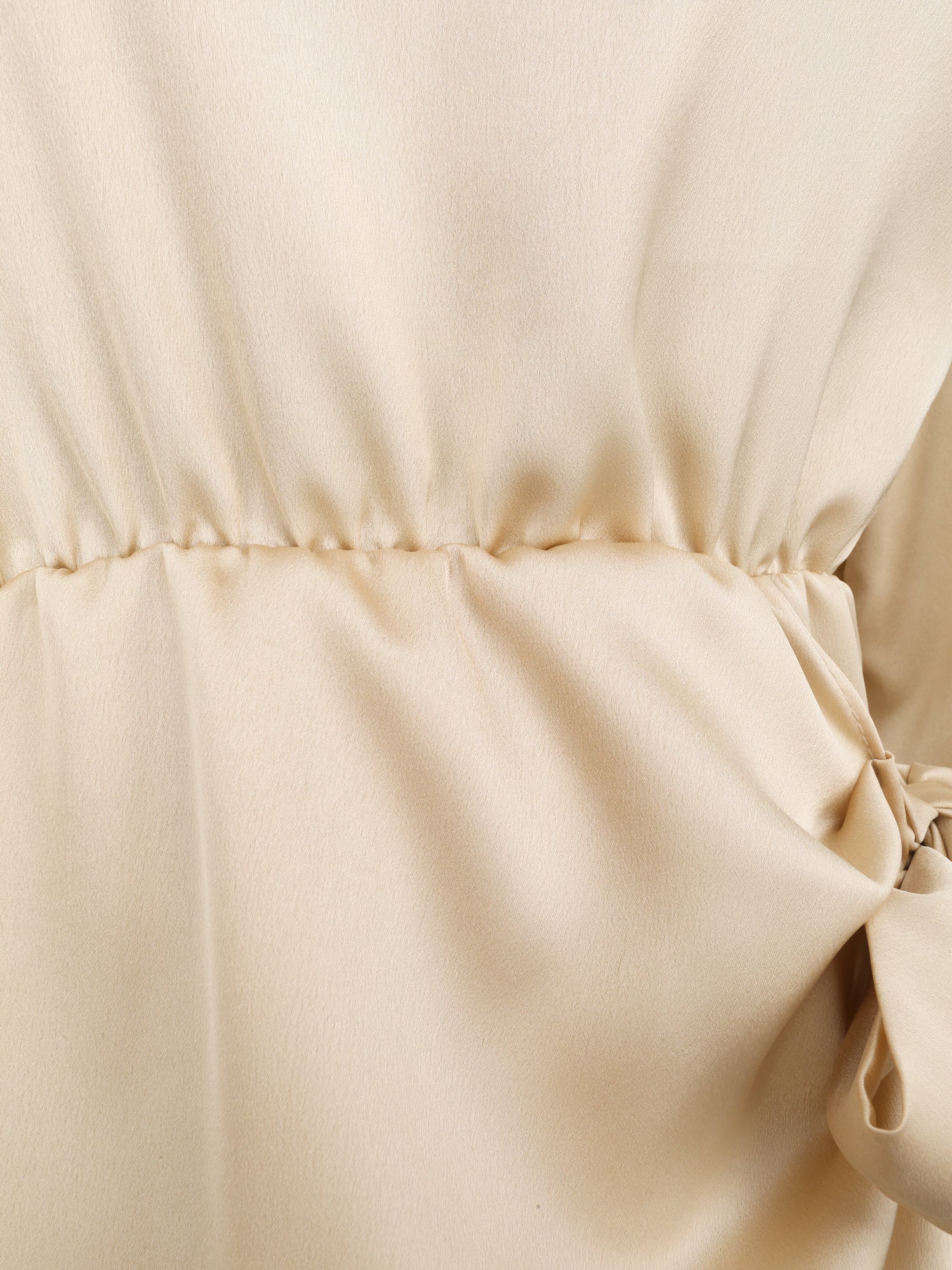 Robe satinée style portefeuille - Beige - 3