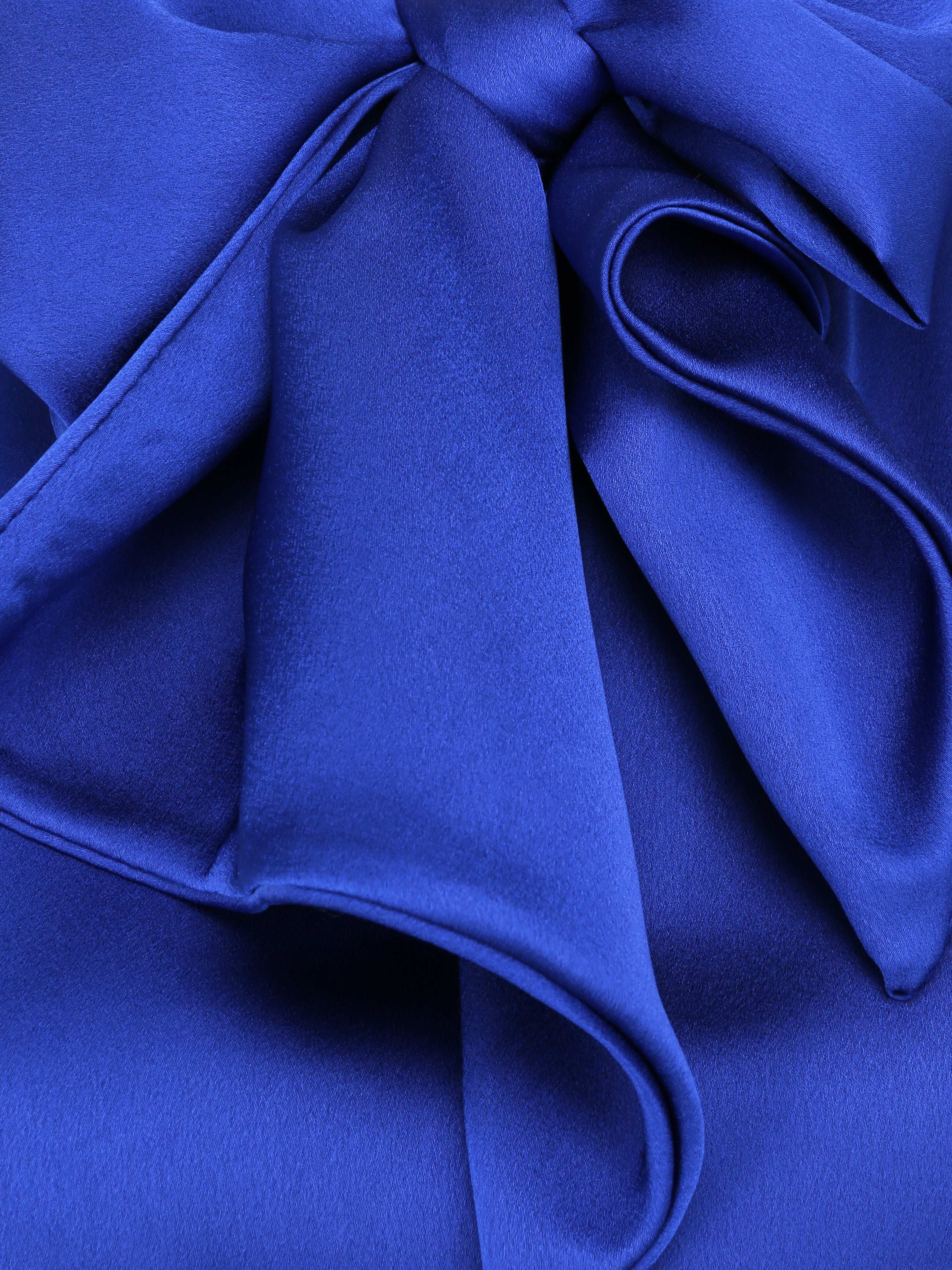 Top satiné à col lavallière - Bleu roi - 3