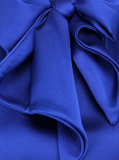 Top satiné à col lavallière - Bleu roi - 3