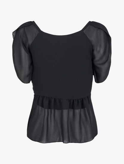 Top droit uni drapé - Noir - 2
