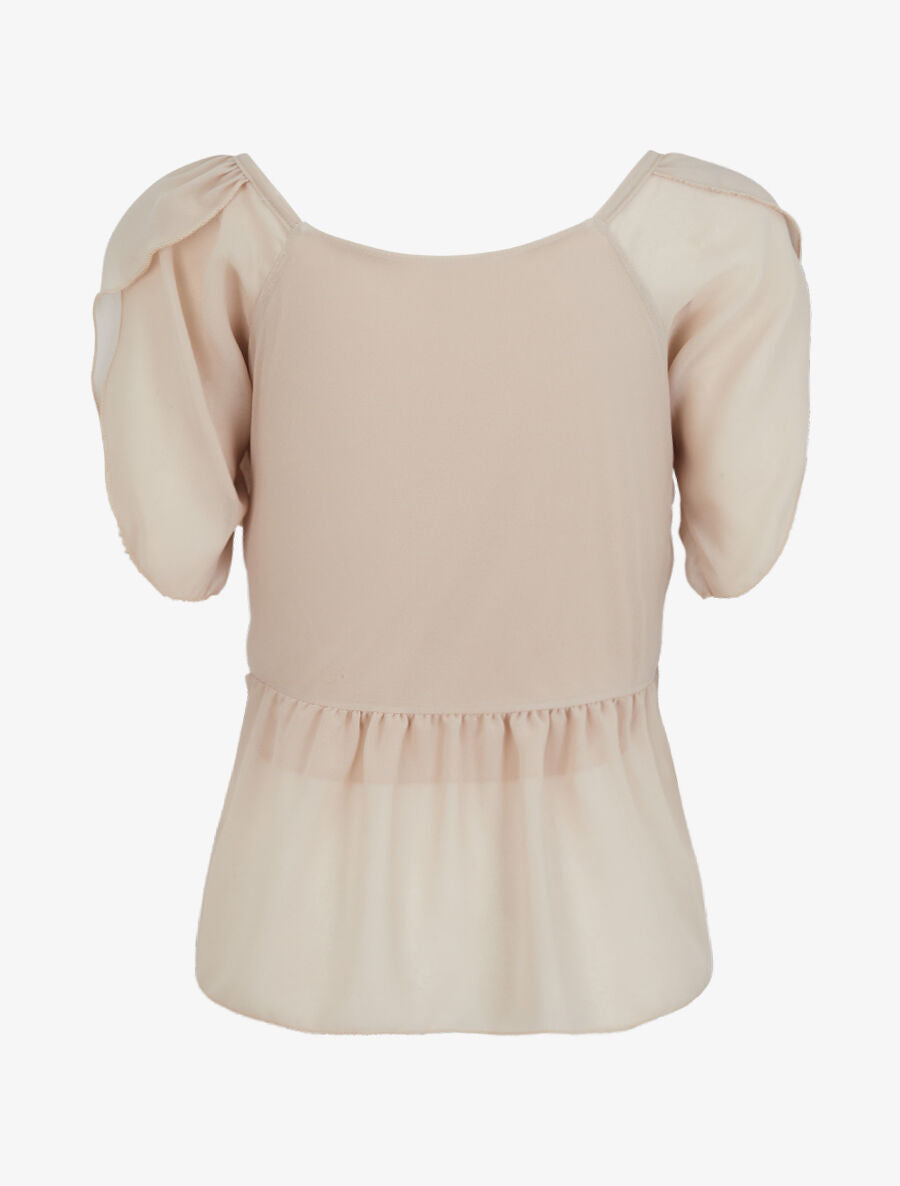 Top droit uni drapé - Beige - 2