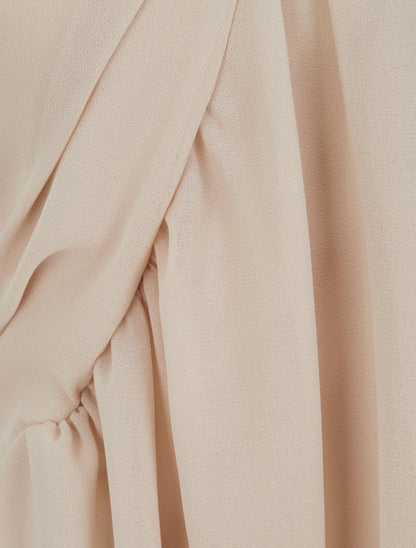 Top droit uni drapé - Beige - 3