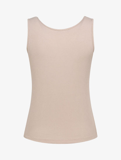 Débardeur droit uni boutonné - Beige - 2