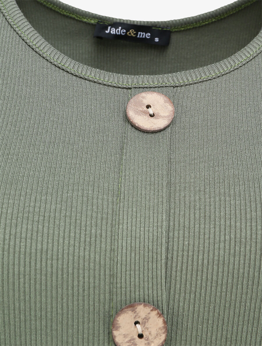 Débardeur droit uni boutonné - Kaki - 3