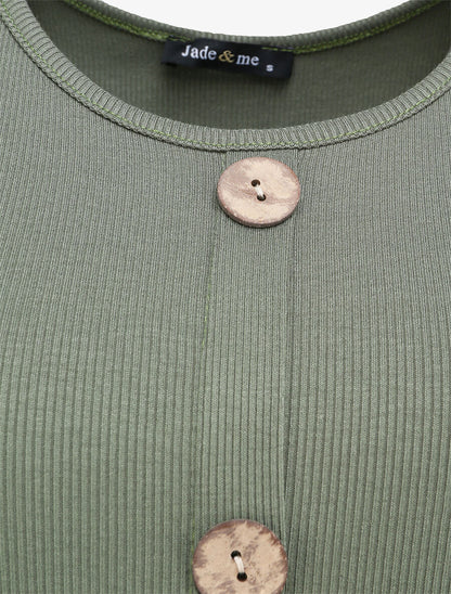 Débardeur droit uni boutonné - Kaki - 3