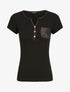 T-shirt slim uni côtelé - Noir - 4