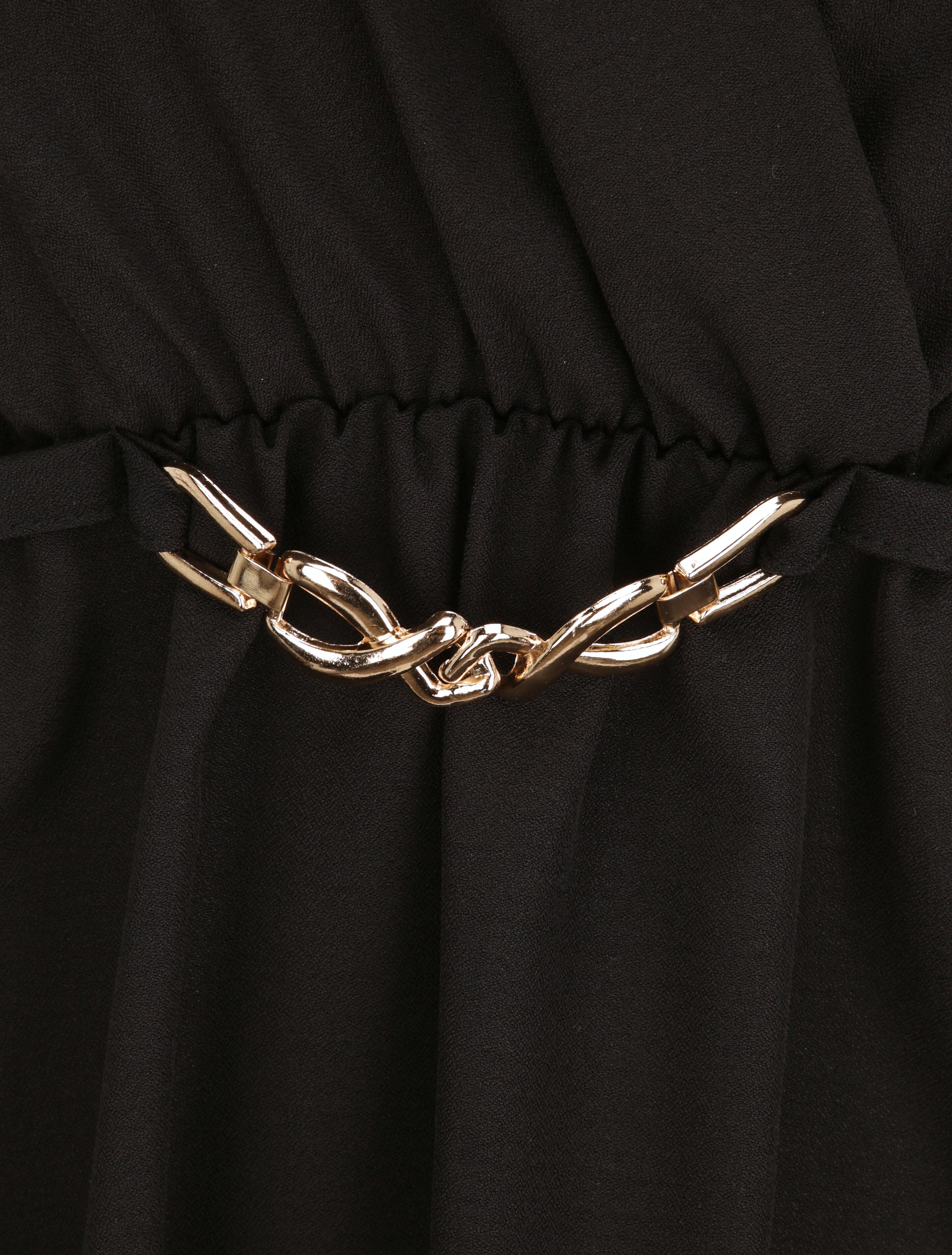 Top cache-coeur ajusté à ceinture décorative - Noir - 3