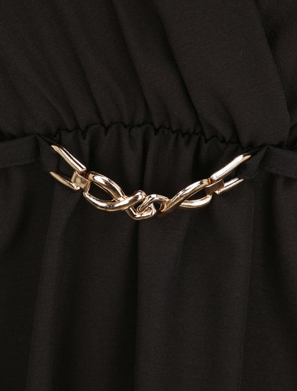 Top cache-coeur ajusté à ceinture décorative - Noir - 3