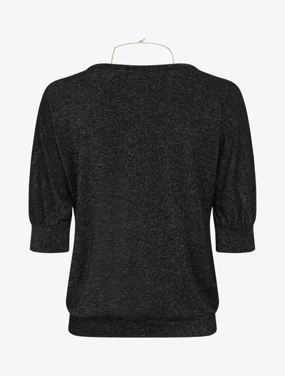 Top loose irisé manches 3/4 - Noir - 2