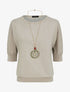 Top loose irisé manches 3/4 - Beige - 1