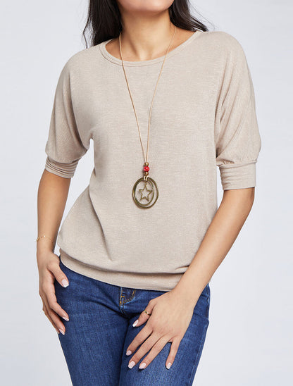 Top loose irisé manches 3/4 - Beige - 5