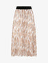 Jupe plissée mi-longue évasée imprimé éventails stylisés - Beige - 4