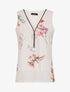 Top droit fleuri à col zippé - Beige - 5