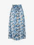 Jupe longue satinée imprimé fleur de lys - Bleu - 1