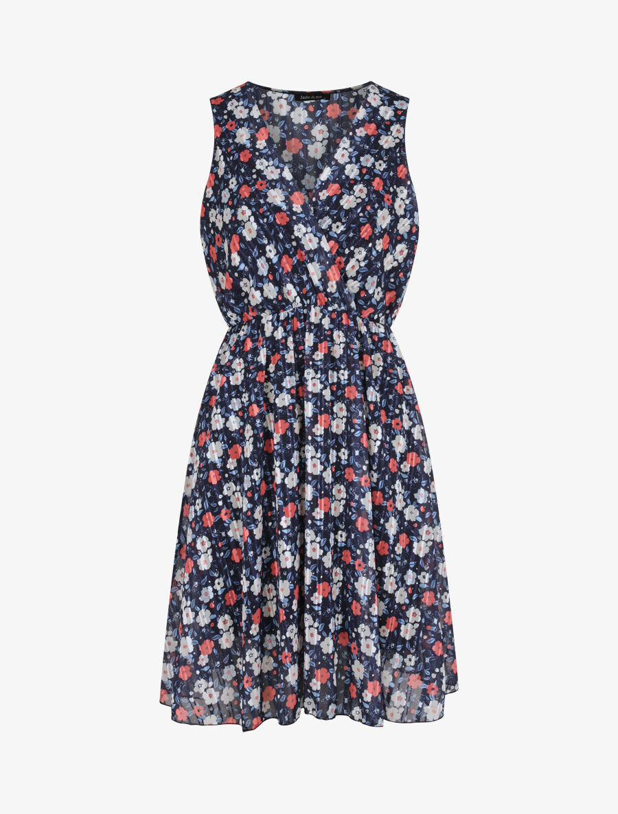 Robe patineuse imprimé printanier - Marine - 4