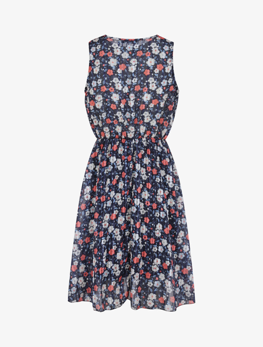 Robe patineuse imprimé printanier - Marine - 2