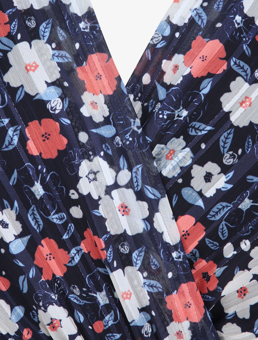 Robe patineuse imprimé printanier - Marine - 3