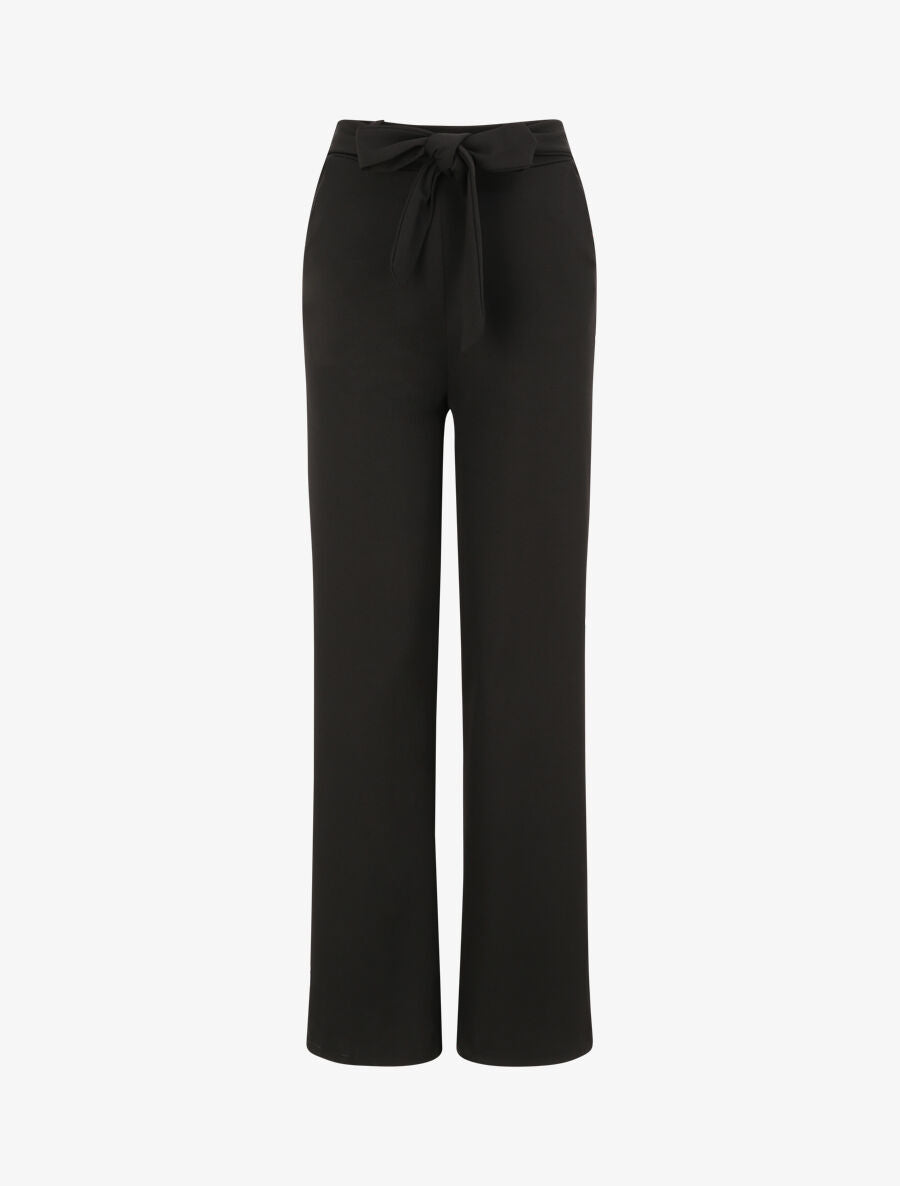 Pantalon droit ample uni à taille haute - Noir - 1