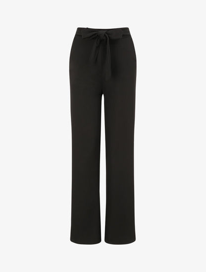 Pantalon droit ample uni à taille haute - Noir - 1