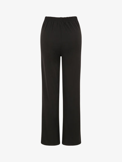 Pantalon droit ample uni à taille haute - Noir - 2