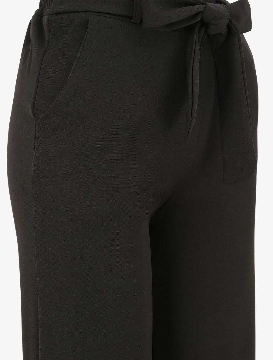 Pantalon droit ample uni à taille haute - Noir - 3