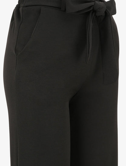 Pantalon droit ample uni à taille haute - Noir - 3