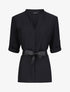 Blouse droite unie à manches 3/4 - Noir - 1