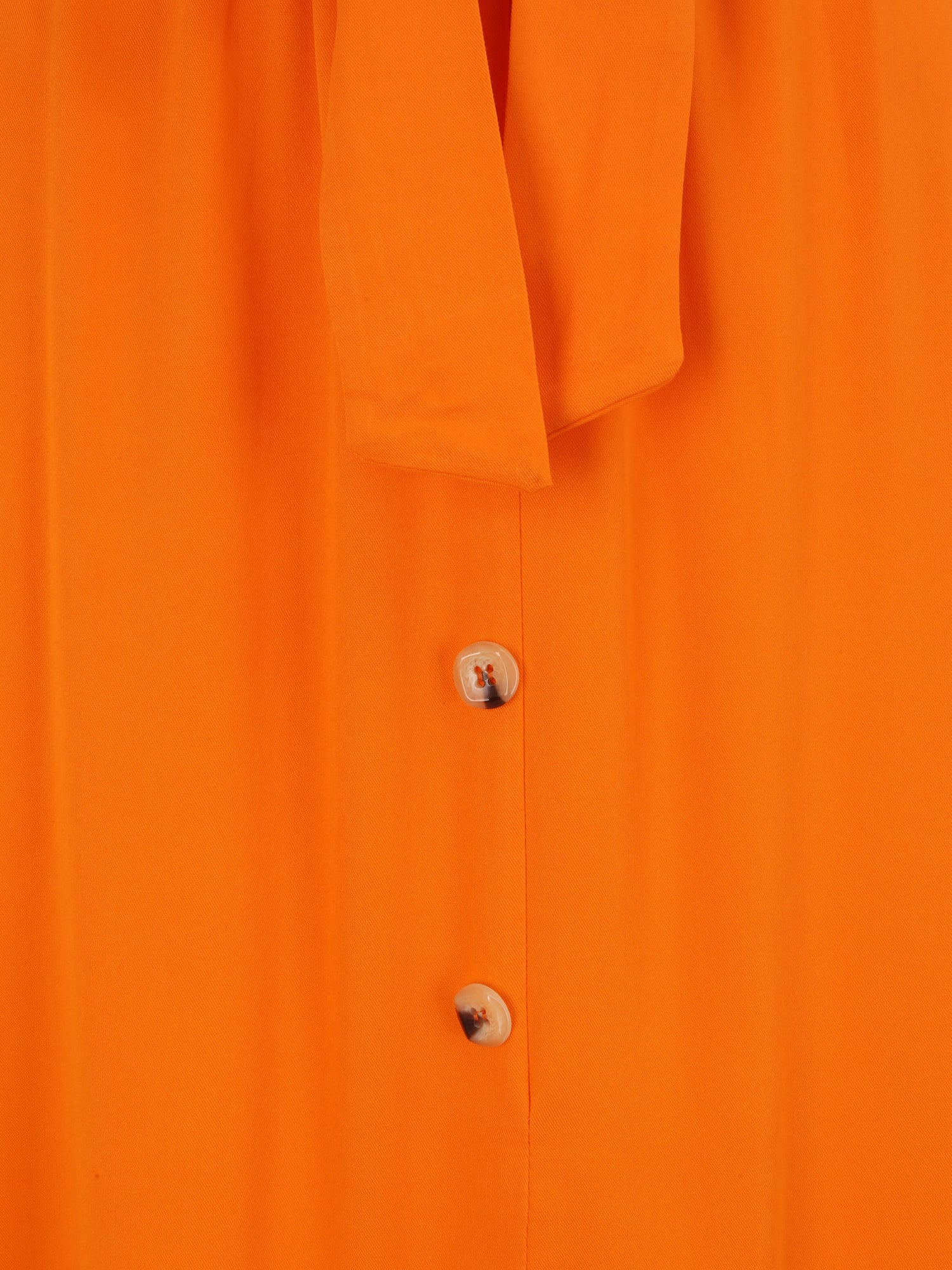 Jupe mi-longue évasée unie à taille froncée - Orange - 3