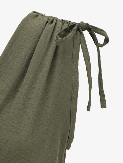 Robe longue cache-coeur à taille élastiquée - Kaki - 3