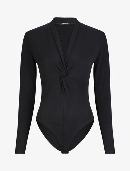 Body uni à col style noeud - Noir - 4