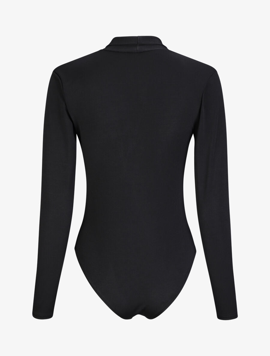 Body uni à col style noeud - Noir - 2