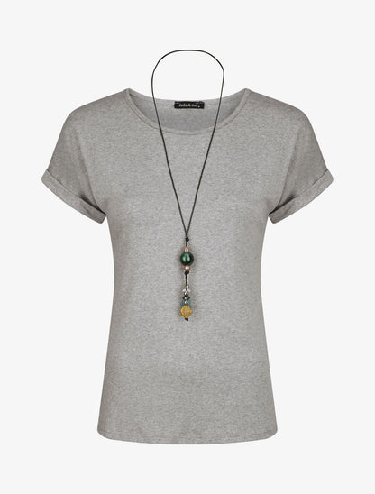 T-shirt slim uni manches courtes - Gris chiné - 4