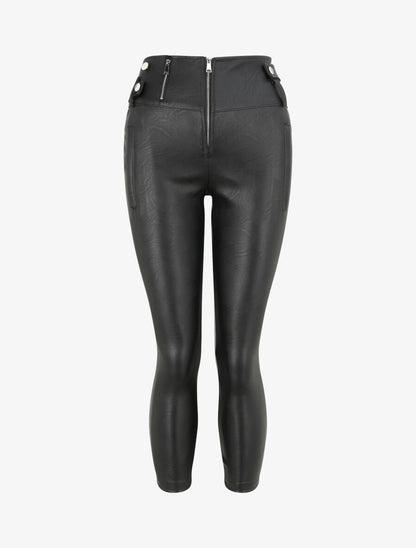 Pantalon simili uni - Noir - 4