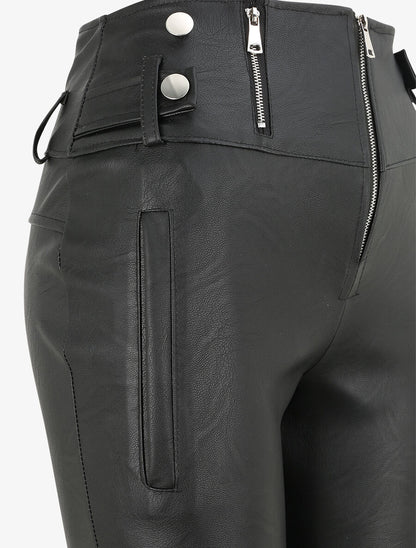 Pantalon simili uni - Noir - 3