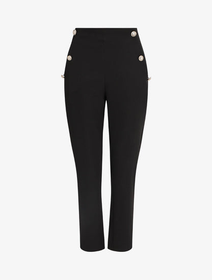 Pantalon slim à boutons stylisés - Noir - 1