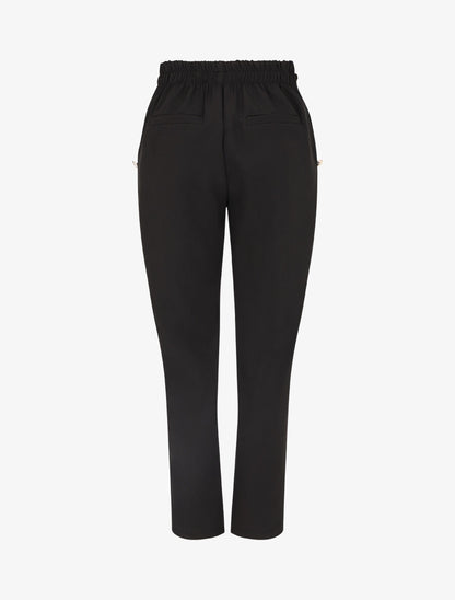 Pantalon slim à boutons stylisés - Noir - 2