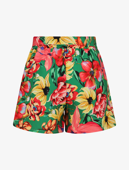 Short ample à imprimé fleurs tropicales - Vert - 2