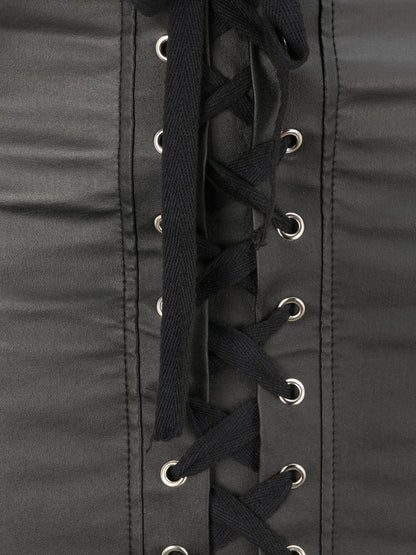 Jupe en simili à lacets - Noir - 3