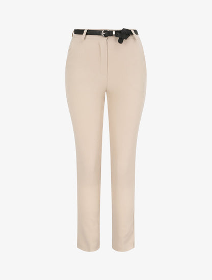 Pantalon fluide uni - Beige - 1