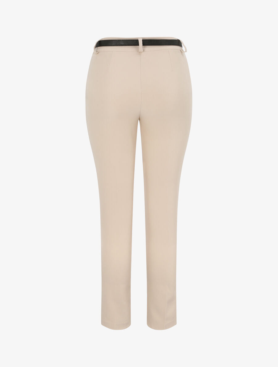 Pantalon fluide uni - Beige - 2