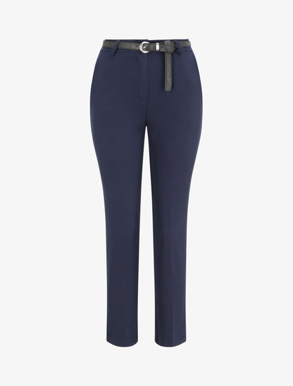Pantalon fluide uni - Marine - 1