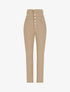 Pantalon slim taille haute à boutons dorés - Camel - 3